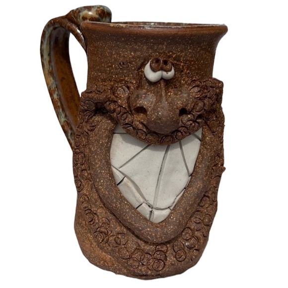 Vintage Face Tooth Smile Studio Pottery Mug Cup Handmade Stoneware - Picture 1 of 10